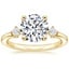 18K Yellow Gold Floating Three Stone Diamond Ring, smalltop view