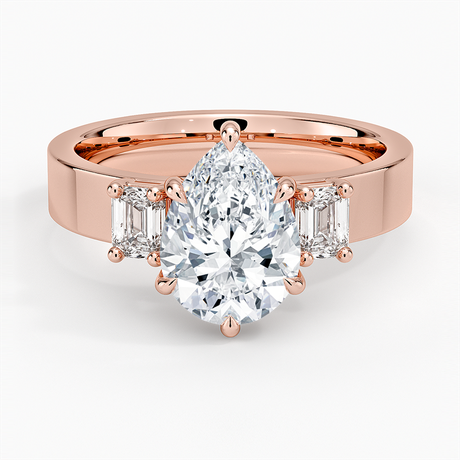 14K Rose Gold Peyton Emerald Cut Three Stone Diamond Ring (1/2 ct. tw.)