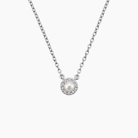 Freshwater Cultured Pearl Halo Lab Diamond Pendant (3.5mm)