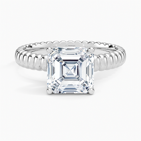 18K White Gold Petra Textured Solitaire Ring