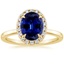 18K Yellow Gold Vienna Halo Diamond Ring, smalltop view