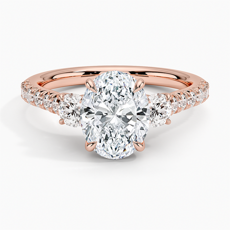 14K Rose Gold Amelie Three Stone Diamond Ring