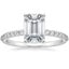 14K White Gold Petite Shared Prong Half Coverage Diamond Ring, smalltop view