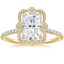 18K Yellow Gold Reina Halo Diamond Ring, smalltop view