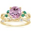 18K Yellow Gold Willow Ring With Lab Emerald Accents with Winding Willow Diamond Ring (1/8 ct. tw.)