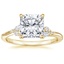 18K Yellow Gold Camellia Milgrain Diamond Ring, smalltop view