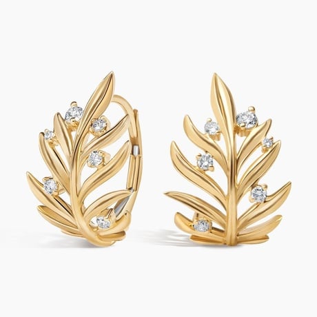 Jane Goodall Palm Leaf Lab Diamond Huggie Earrrings (1/5 ct. tw.)
