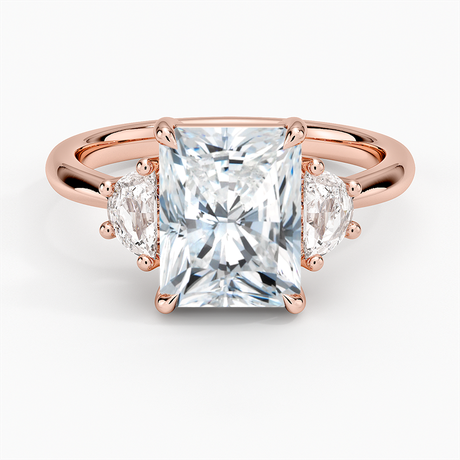 14K Rose Gold Half Moon Three Stone Diamond Ring (1/4 ct. tw.)