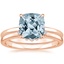 14KR Aquamarine Elodie Ring with Crescent Diamond Ring, smalltop view