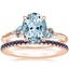 14K Rose Gold Camellia Indigo Milgrain Ring with Luxe Ballad Sapphire Ring