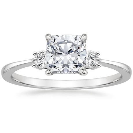 18K White Gold Selene Diamond Ring with Petite Curved Diamond Ring