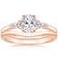 14K Rose Gold Verbena Diamond Ring with Petite Curved Wedding Ring