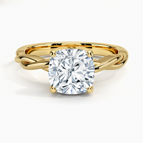 18K Yellow Gold Twisted Vine Solitaire Ring