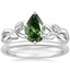 18K White Gold Budding Willow Ring with Petite Comfort Fit Wedding Ring