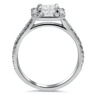 Custom Baguette and Pave Diamond Halo Ring