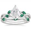 18KW Moissanite Willow Bridal Set With Lab Emerald Accents, smalltop view