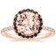 14K Rose Gold Waverly Halo Diamond Ring with Black Diamond Accents, smalltop view