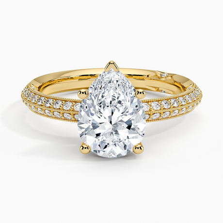 18K Yellow Gold Tacori Sculpted Crescent Knife Edge Diamond Ring