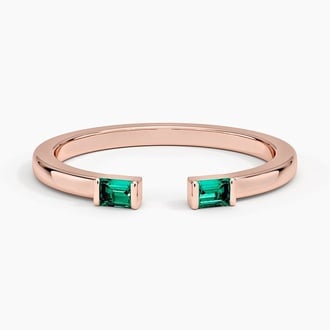 Savannah Baguette Lab Emerald Open Ring