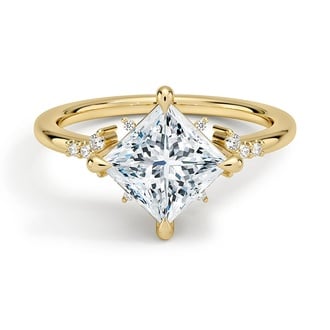 Custom Compass-Set Princess Diamond Ring