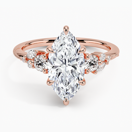 14K Rose Gold Camellia Three Stone Diamond Ring (1/3 ct. tw.)