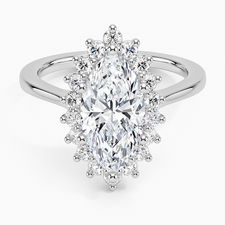 Platinum Sunburst Halo Diamond Ring (1/4 ct. tw.)