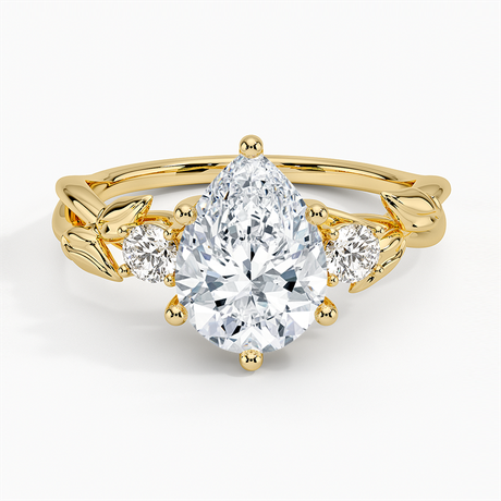 18K Yellow Gold Budding Willow Three Stone Diamond Ring