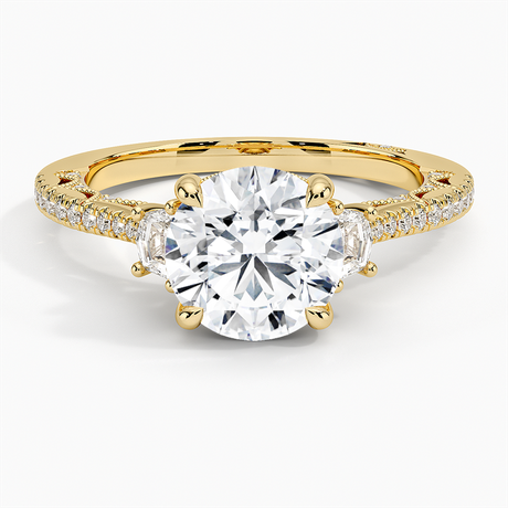 Tacori Lunetta Crescent Pavé Three Stone Diamond Ring