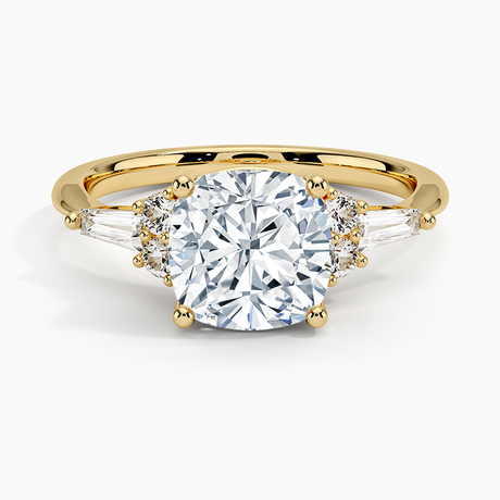 Round and Tapered Baguette Engagement Ring