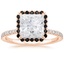14K Rose Gold Waverly Halo Diamond Ring with Black Diamond Accents, smalltop view