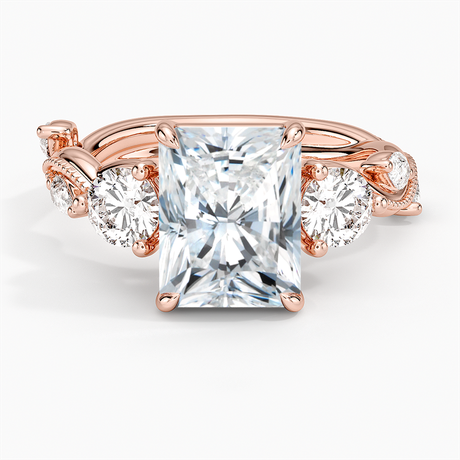 14K Rose Gold Vintage Secret Garden Three Stone Diamond Ring