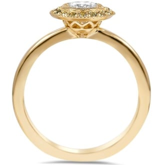 Custom Green Sapphire Halo Diamond Ring