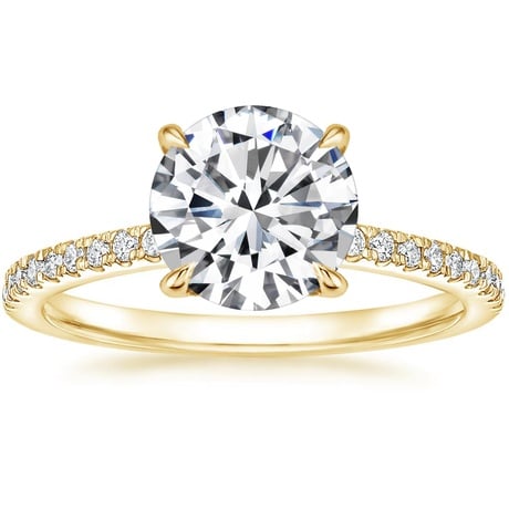 18K Yellow Gold Petite Demi Diamond Ring with Ballad Diamond Ring