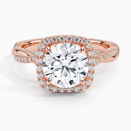 14K Rose Gold Petite Twisted Vine Halo Diamond Ring (1/4 ct. tw.)