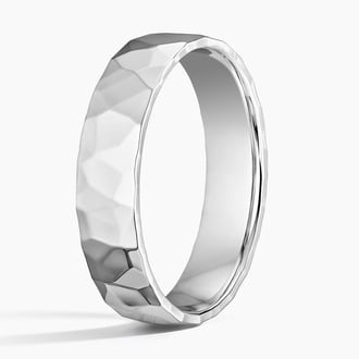 Hammered Quattro 5mm Ring in 18K White Gold