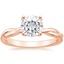 14K Rose Gold Twisted Vine Solitaire Ring, smalltop view