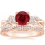 14K Rose Gold Three Stone Willow Diamond Ring (1/3 ct. tw.) with Petite Luxe Twisted Vine Diamond Ring (1/4 ct. tw.)