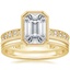 18K Yellow Gold Sinclair Art Deco Diamond Ring (1/6 ct. tw.) with 2mm Milgrain Wedding Ring