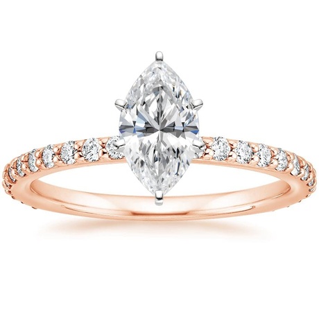 14K Rose Gold Luxe Petite Shared Prong Diamond Bridal Set (3/4 ct. tw.)