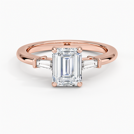 14K Rose Gold Symphony Tapered Baguette Three Stone Diamond Ring (1/5 ct. tw.)