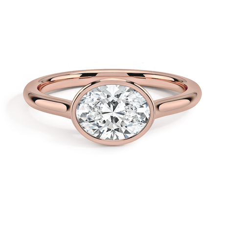 14K Rose Gold Luna East-West Bezel Solitaire Ring