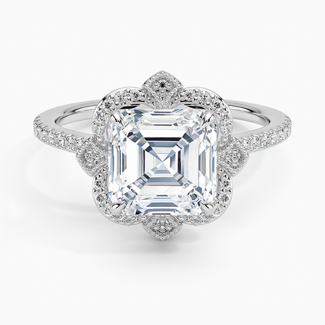 18K White Gold Reina Halo Diamond Ring