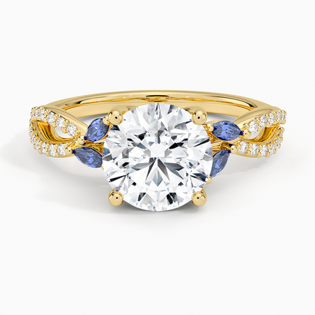 14K Yellow Gold Luxe Willow Sapphire and Diamond Ring (1/8 ct. tw.)