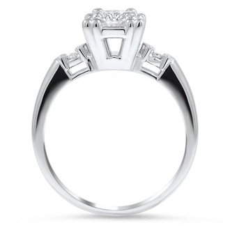 Custom Retro Inspired Diamond Ring with Accent Bead Prongs