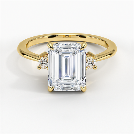 18K Yellow Gold Petite Selene Three Stone Diamond Ring (1/10 ct. tw.)