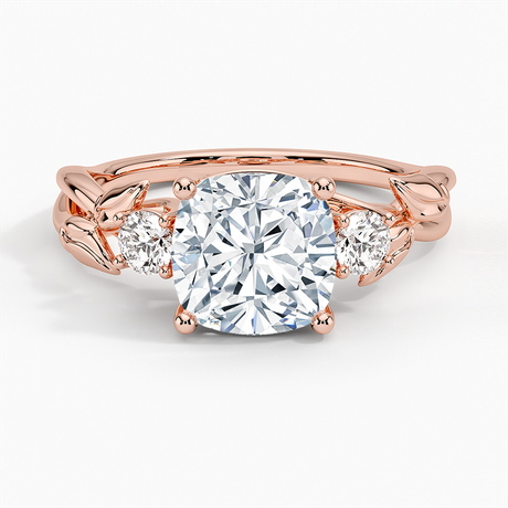 14K Rose Gold Budding Willow Three Stone Diamond Ring