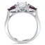 Three Stone Trellis Ring with Pear Alexandrites, smallside view