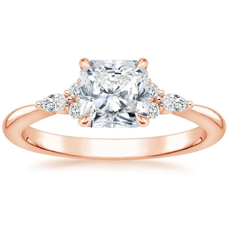 14K Rose Gold Nadia Diamond Ring with Aria Contoured Diamond Ring