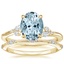 18KY Aquamarine Camellia Diamond Ring with Alena Diamond Ring, smalltop view