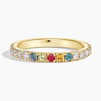 Birthstone Ballad Personalized French Pavé Lab Diamond Ring (3/4 ct. tw.) in 14K Yellow Gold